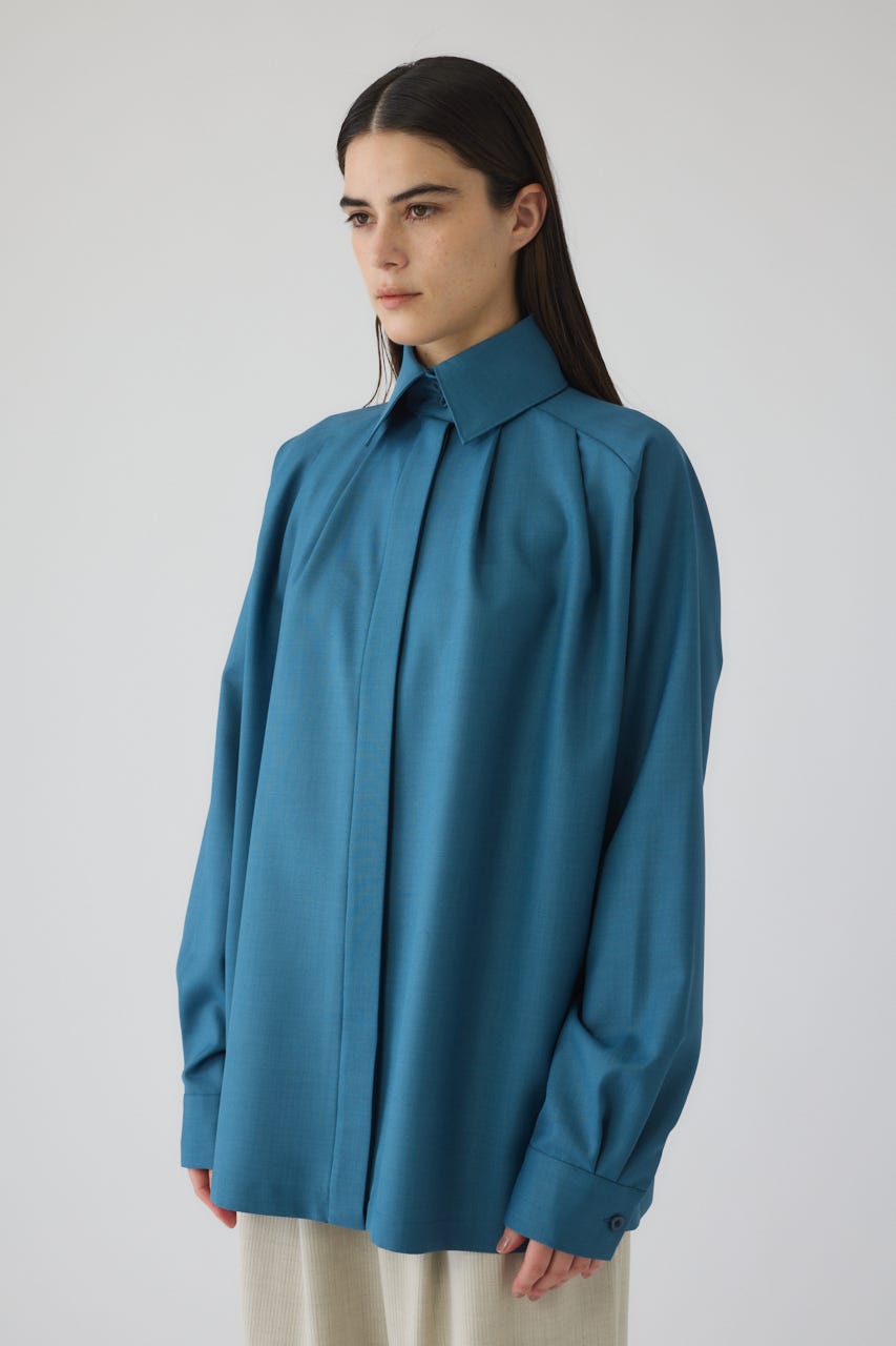 12/17- order start High collar classic blouse BLU FREE