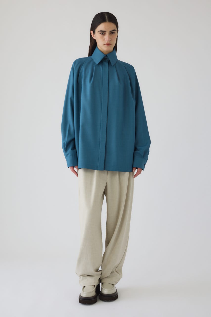 12/17- order start High collar classic blouse BLU FREE