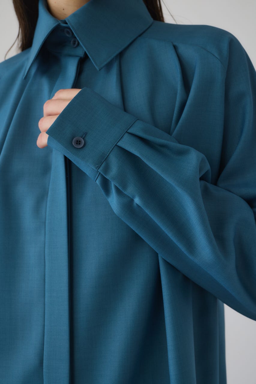 12/17- order start High collar classic blouse BLU FREE