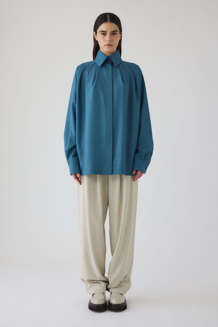 12/17- order start High collar classic blouse BLU FREE