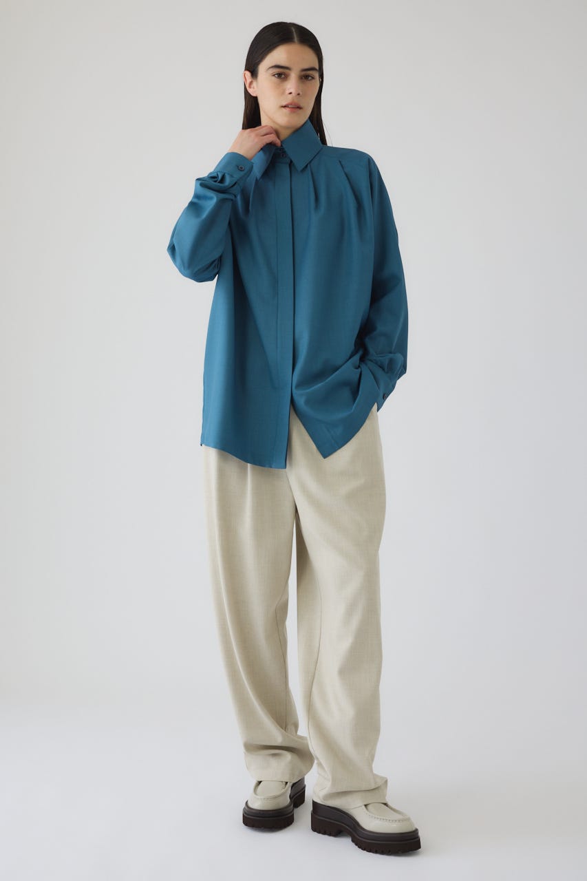 12/17- order start High collar classic blouse BLU FREE