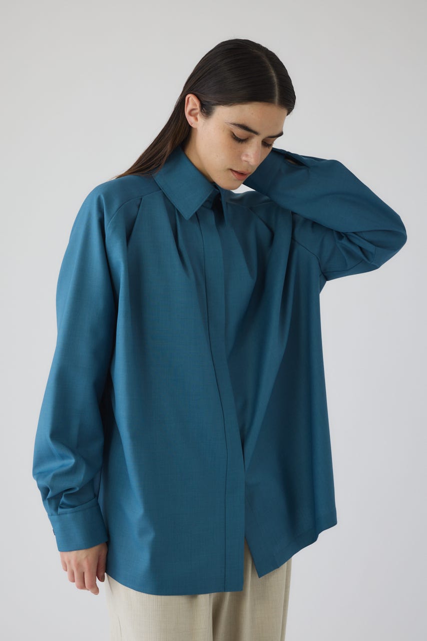 12/17- order start High collar classic blouse BLU FREE