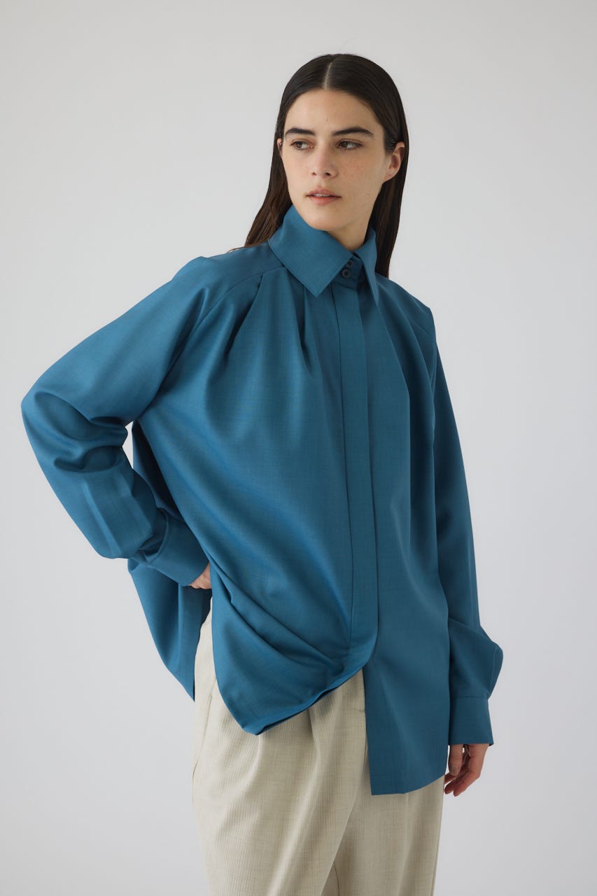 12/17- order start High collar classic blouse BLU FREE