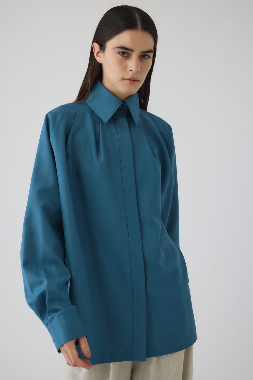 12/17- order start High collar classic blouse BLU FREE