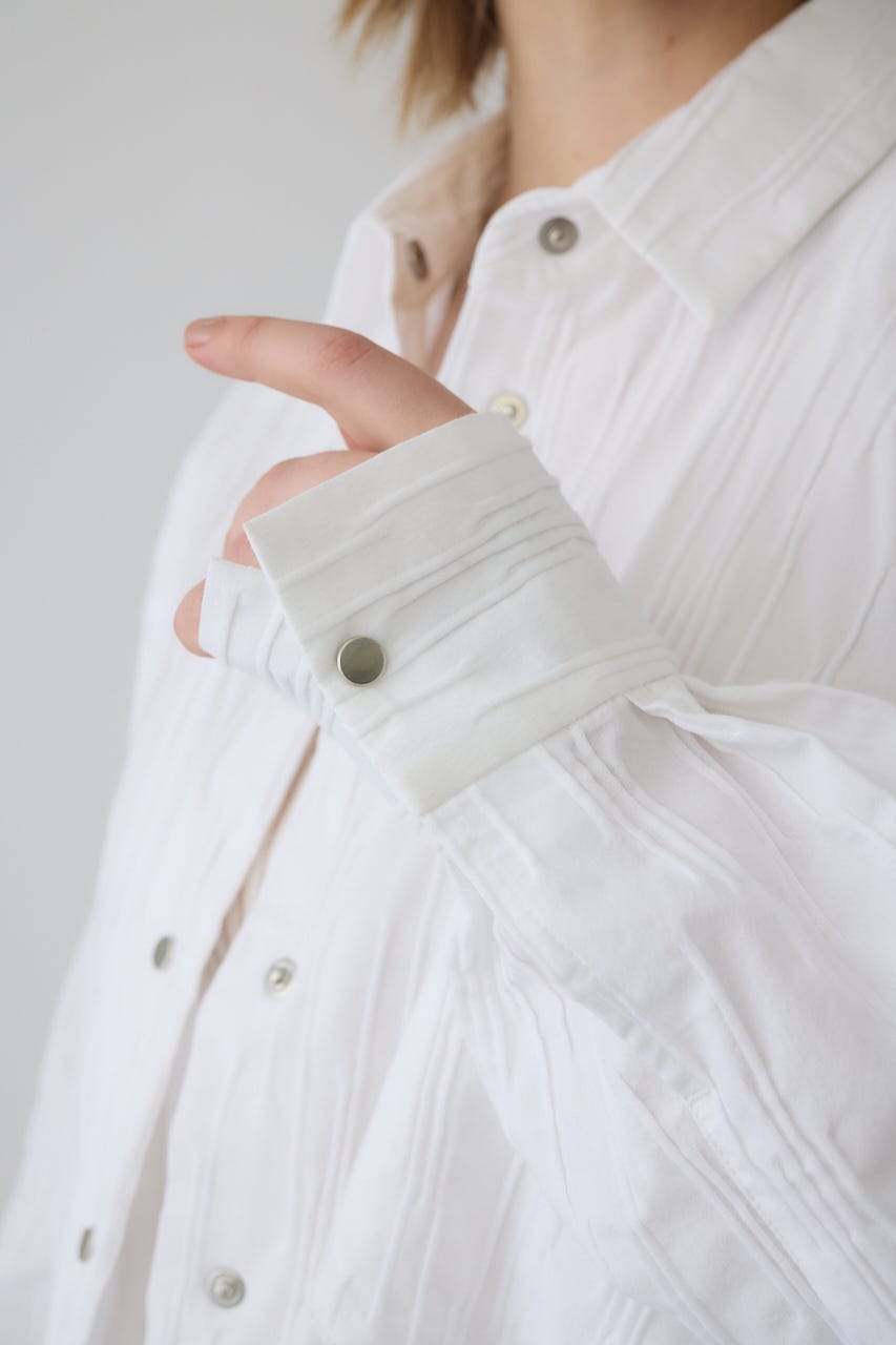 3/4 order start Tuck pleats back volume SH WHT FREE