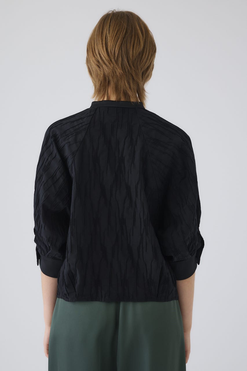 3/4 order start Tuck pleats raglan blouse BLK FREE