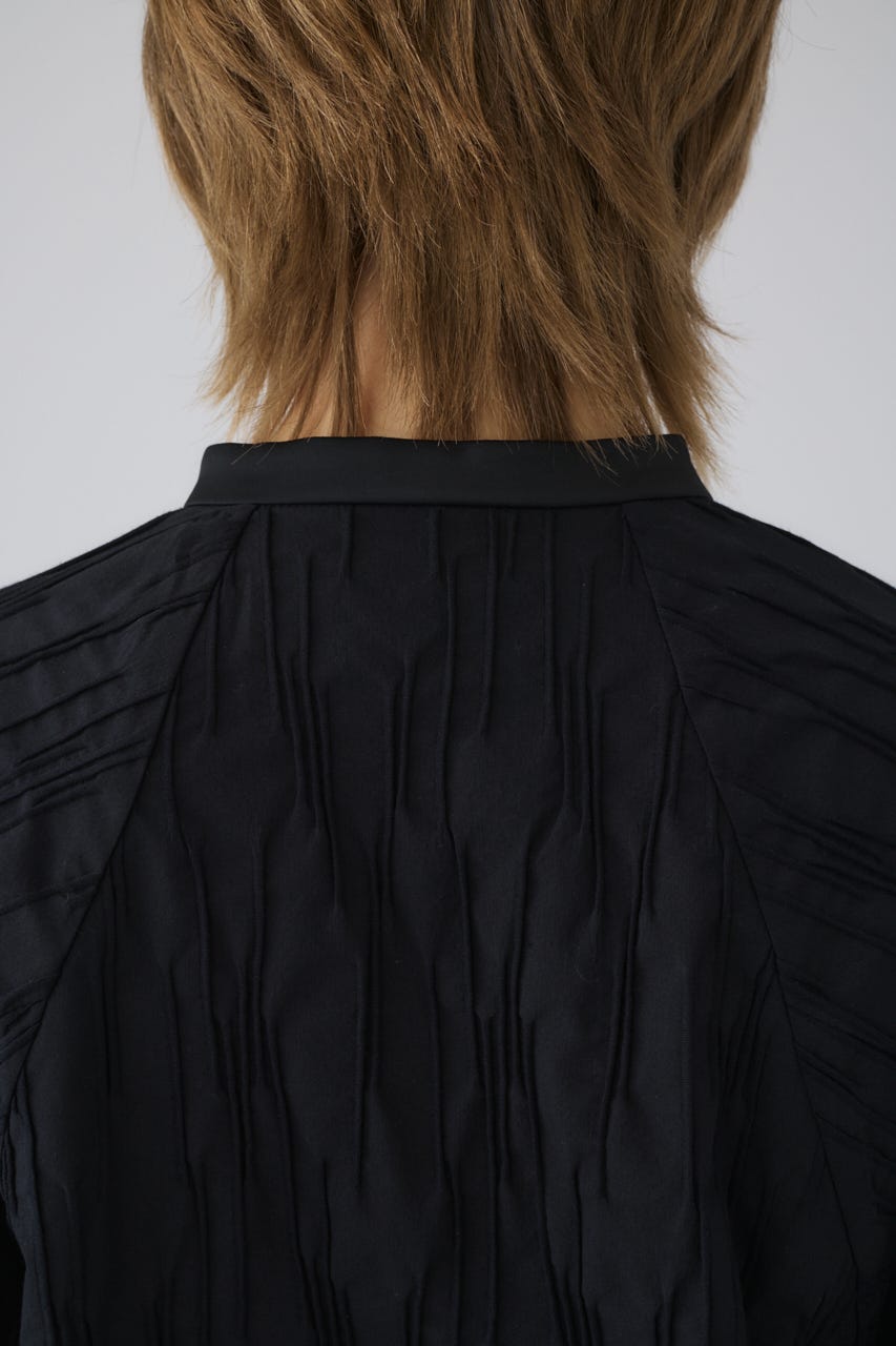 3/4 order start Tuck pleats raglan blouse BLK FREE