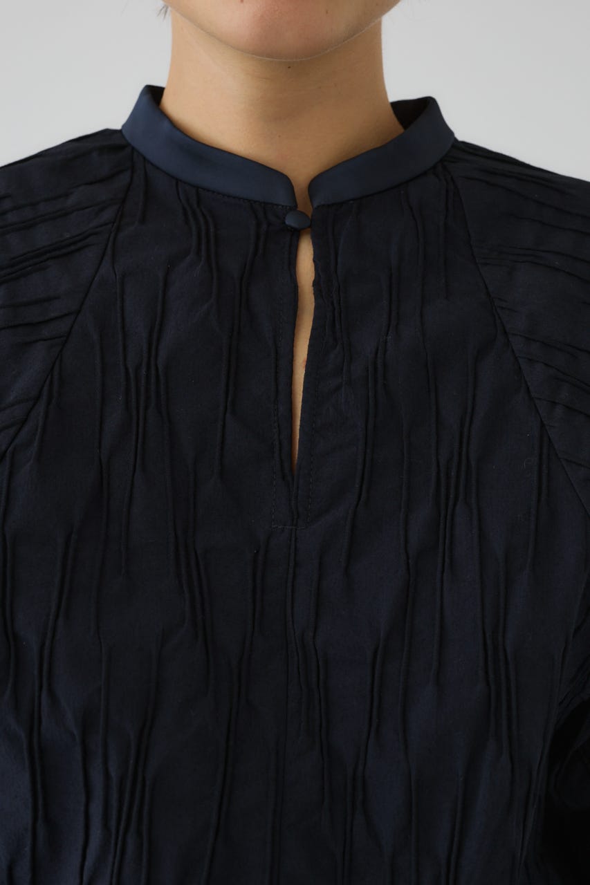 3/4 order start Tuck pleats raglan blouse NVY FREE