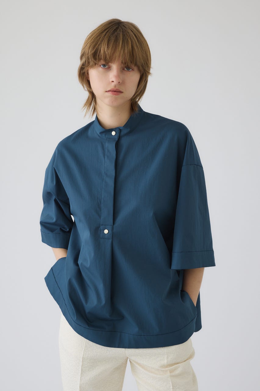 Band collar detail tops D/BLU FREE