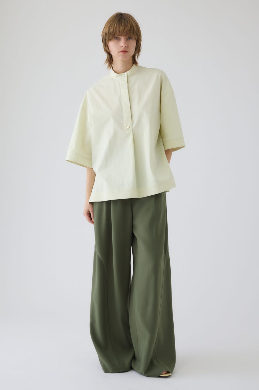 Band collar detail tops L/YEL FREE