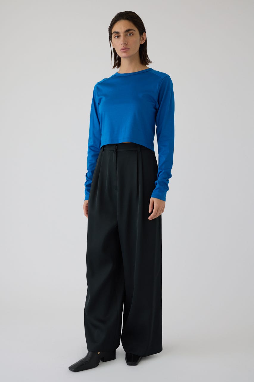 3/4 order start Hidden detail wide pants BLK 38