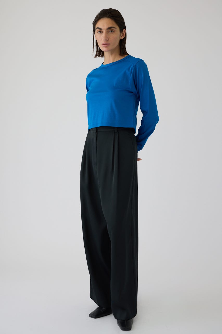 3/4 order start Hidden detail wide pants BLK 38
