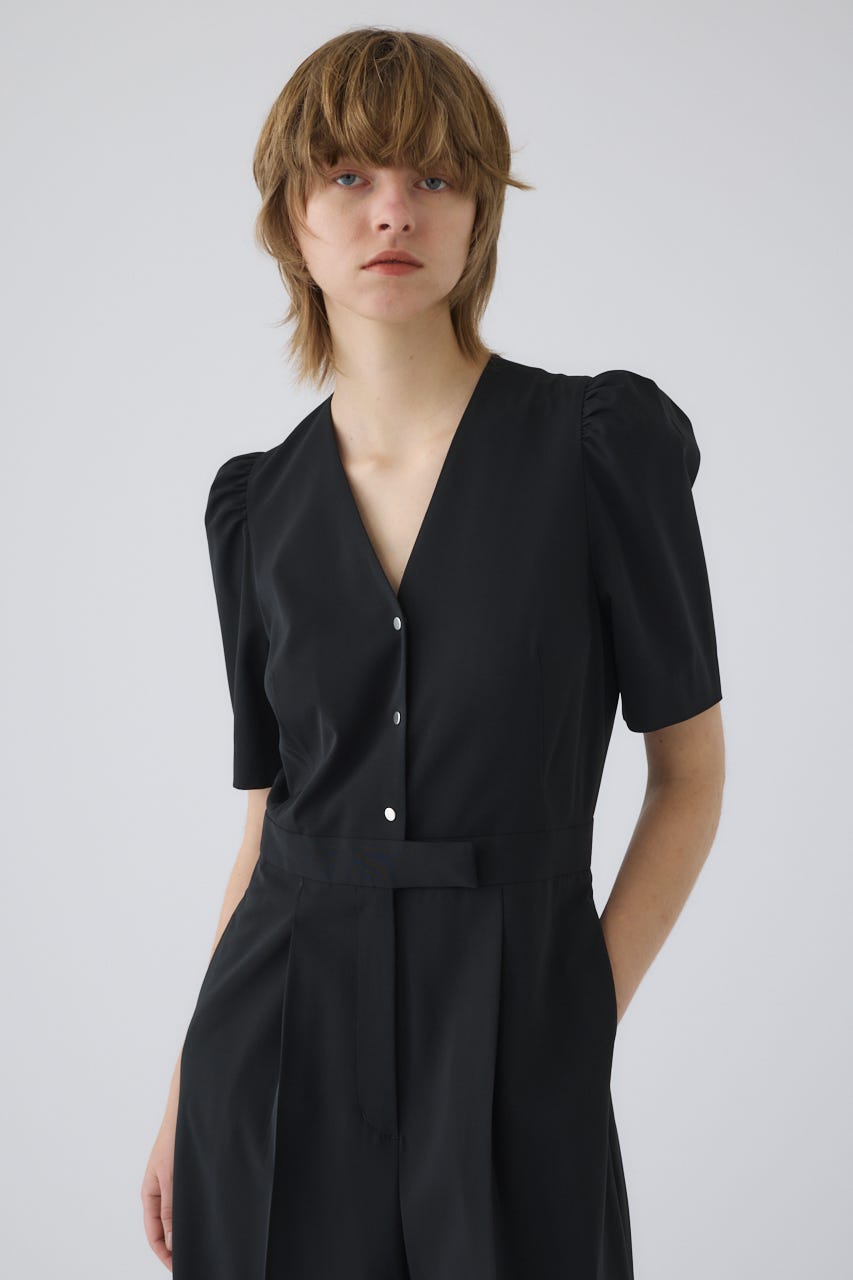 5/13- order start Puff sleeve solid jumpsuit BLK 36