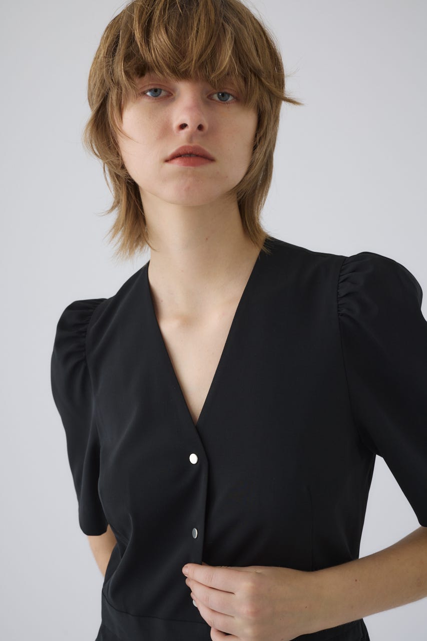 5/13- order start Puff sleeve solid jumpsuit BLK 36