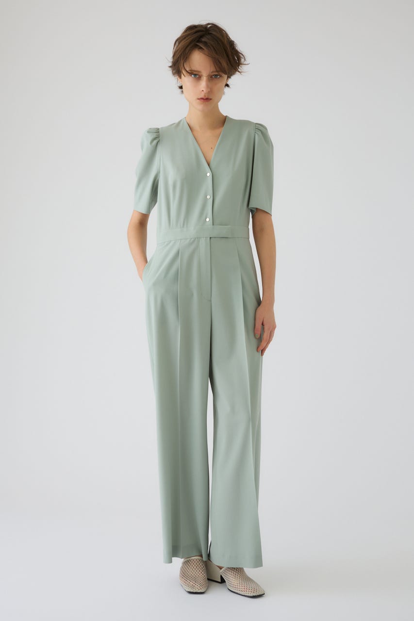 5/13- order start Puff sleeve solid jumpsuit L/GRN 36