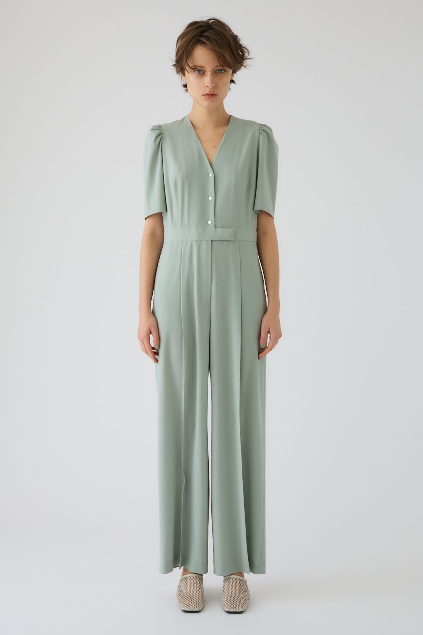 5/13- order start Puff sleeve solid jumpsuit L/GRN 36