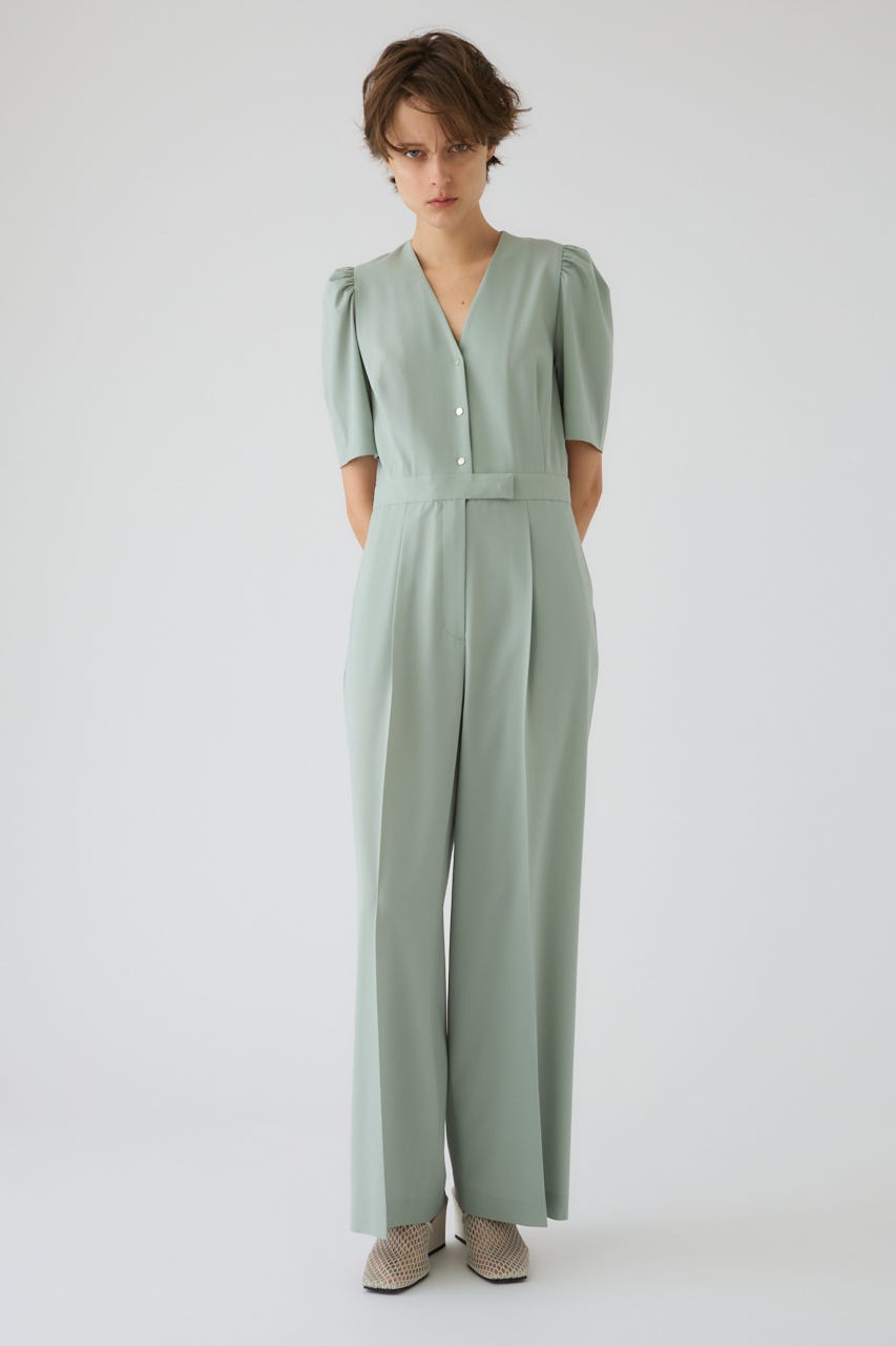 5/13- order start Puff sleeve solid jumpsuit L/GRN 36