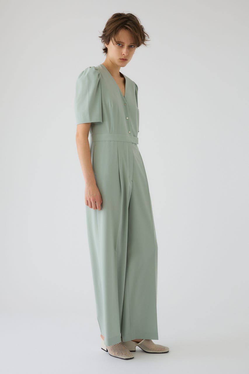 5/13- order start Puff sleeve solid jumpsuit L/GRN 36