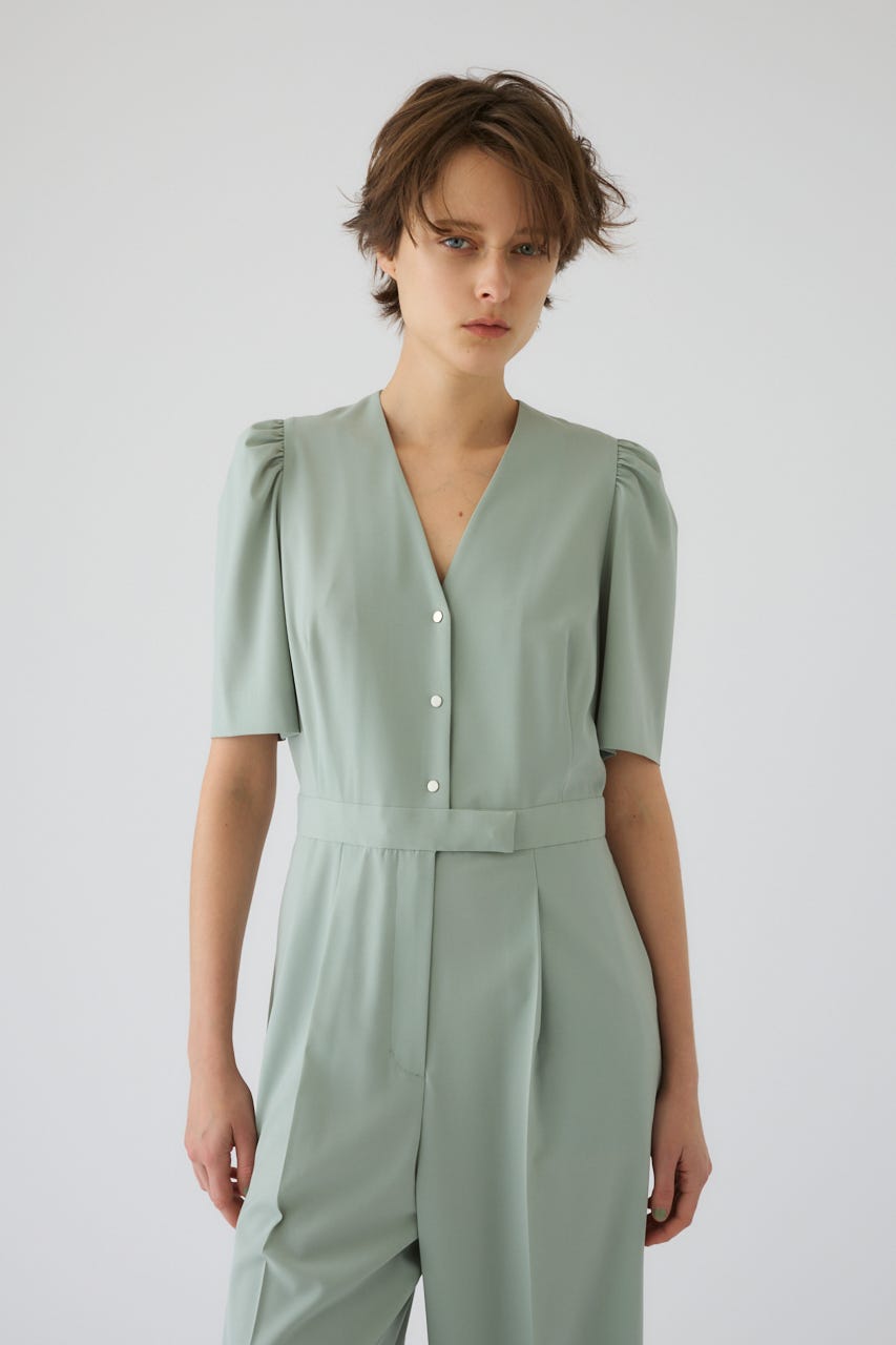 5/13- order start Puff sleeve solid jumpsuit L/GRN 36