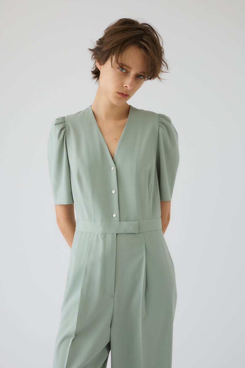 5/13- order start Puff sleeve solid jumpsuit L/GRN 36