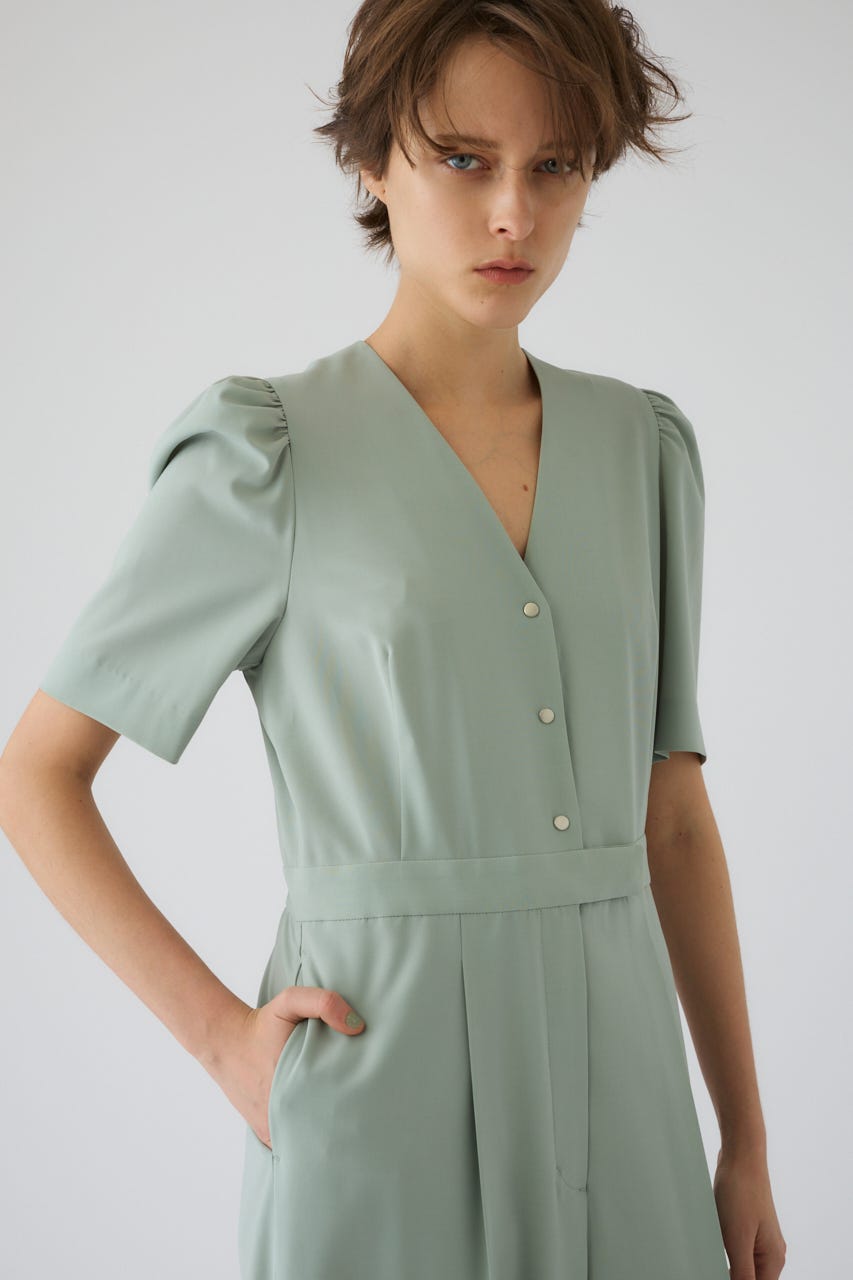 5/13- order start Puff sleeve solid jumpsuit L/GRN 36