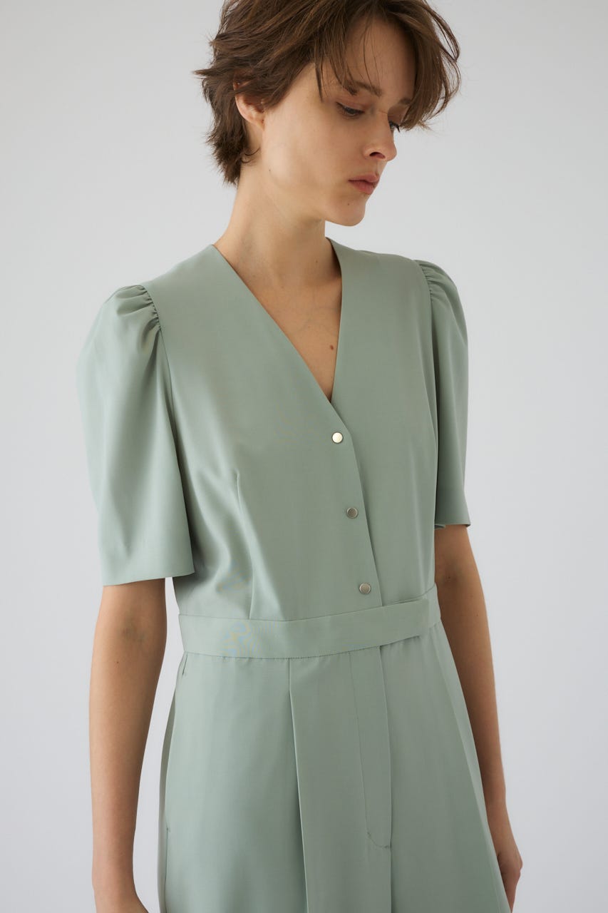 5/13- order start Puff sleeve solid jumpsuit L/GRN 36
