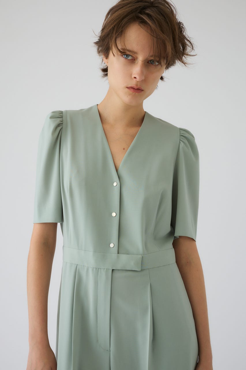 5/13- order start Puff sleeve solid jumpsuit L/GRN 36
