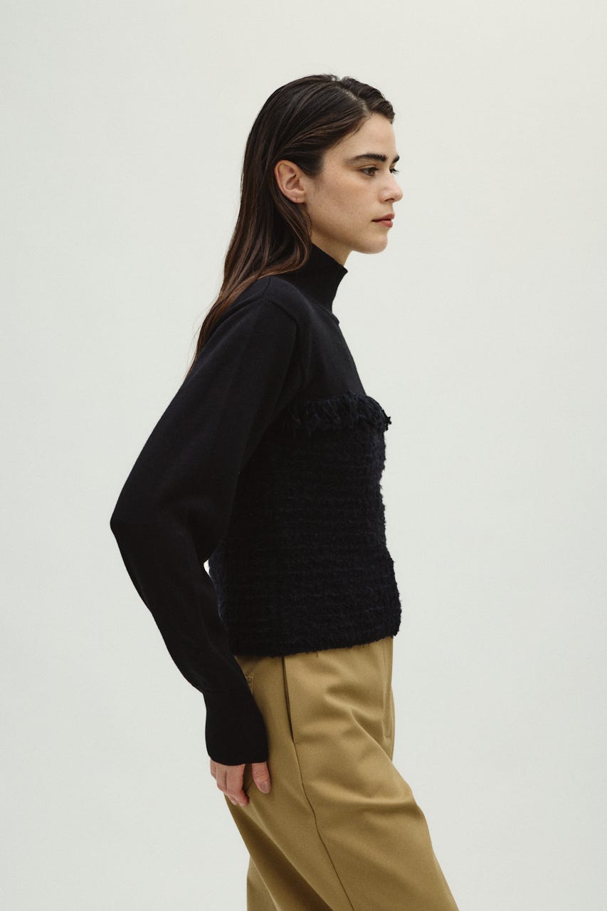 12/3- order start Tweed docking knit tops BLK 38
