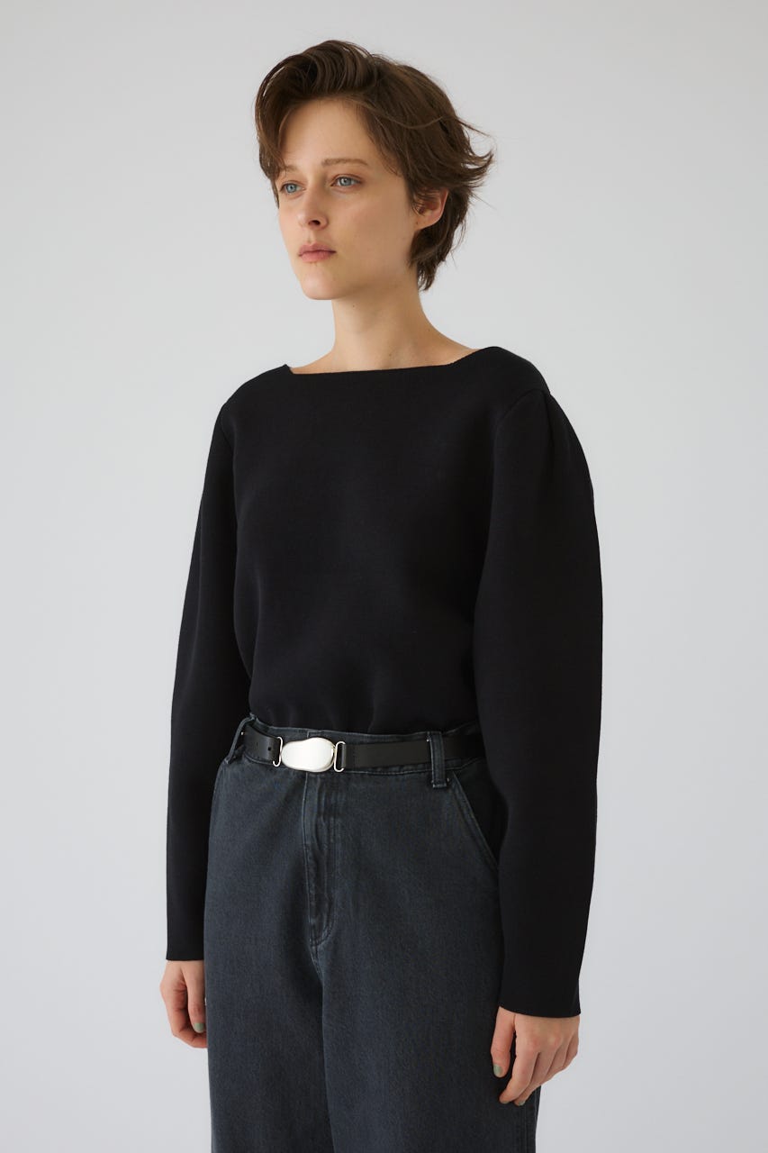 Neck parts knit tops BLK FREE