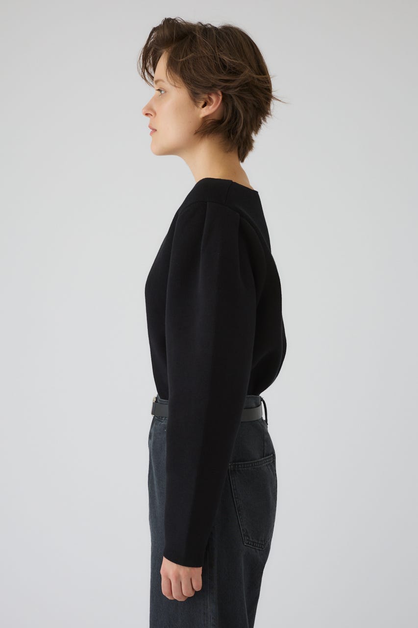 Neck parts knit tops BLK FREE