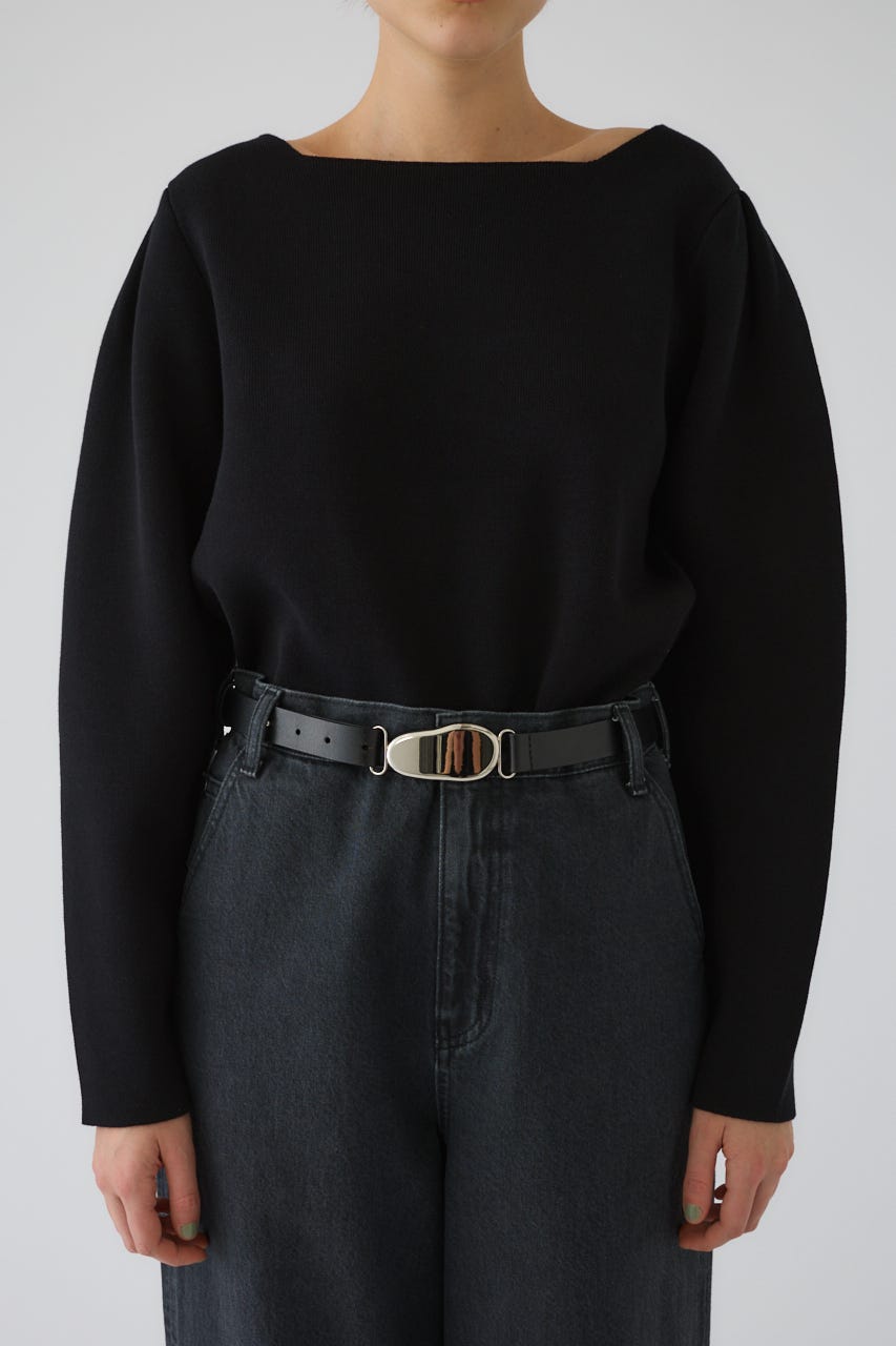 Neck parts knit tops BLK FREE