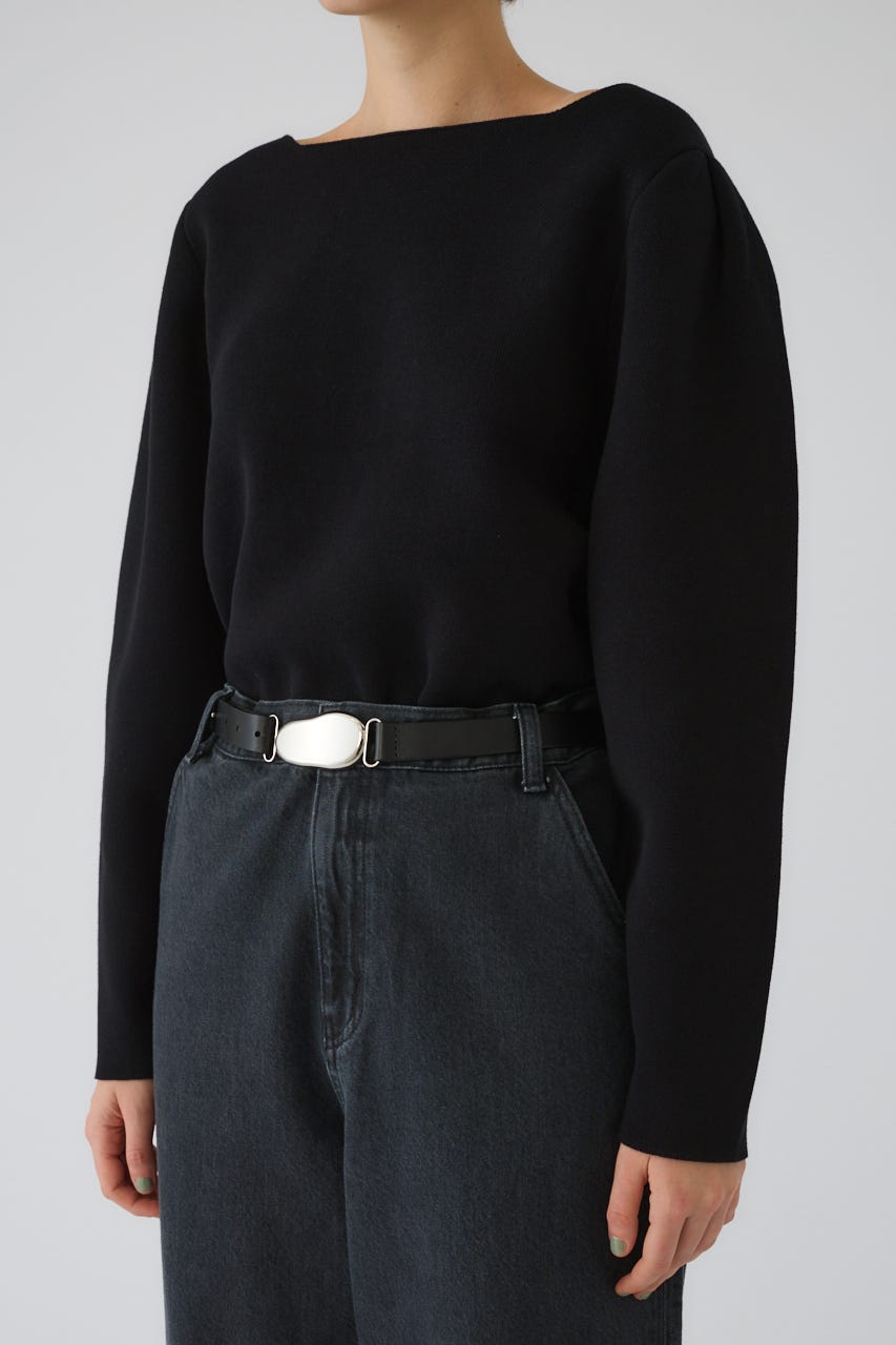 Neck parts knit tops BLK FREE