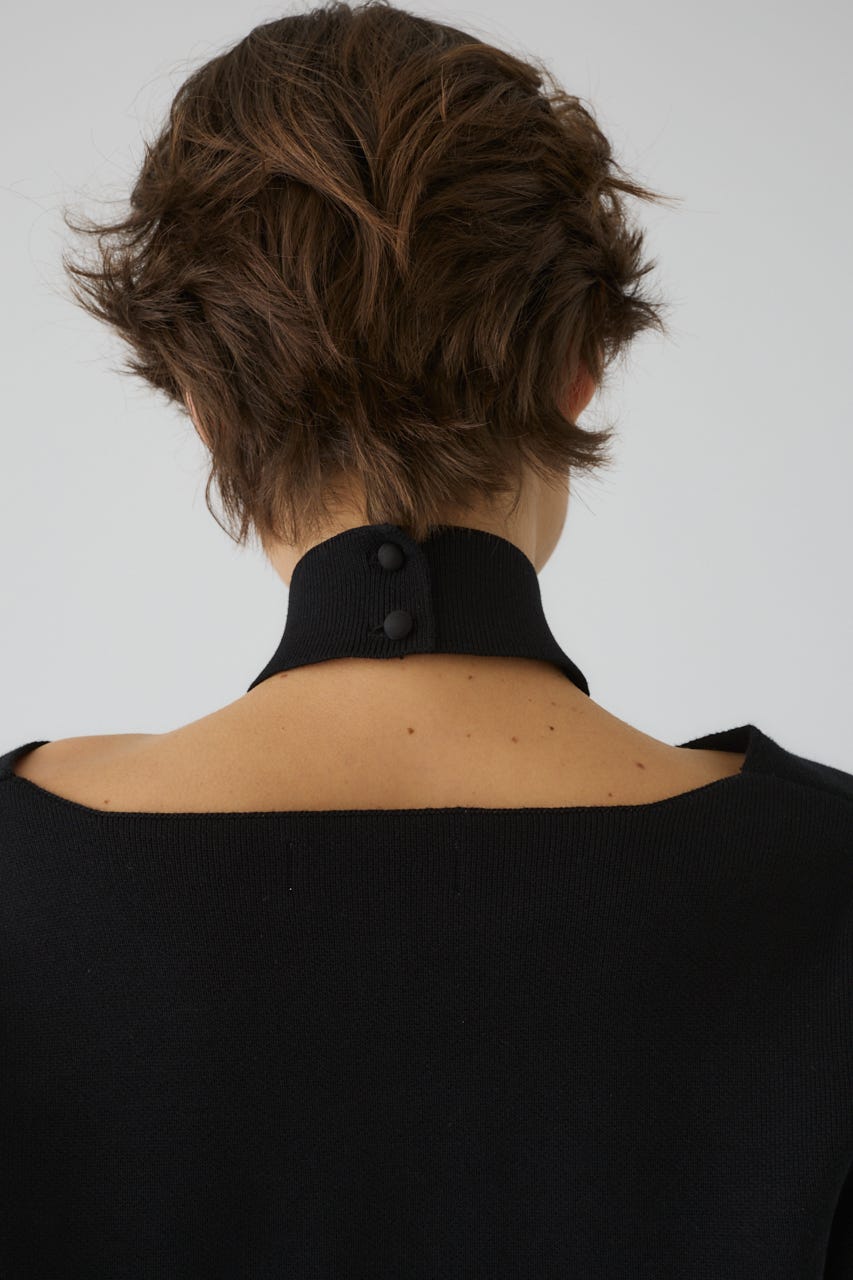 Neck parts knit tops BLK FREE
