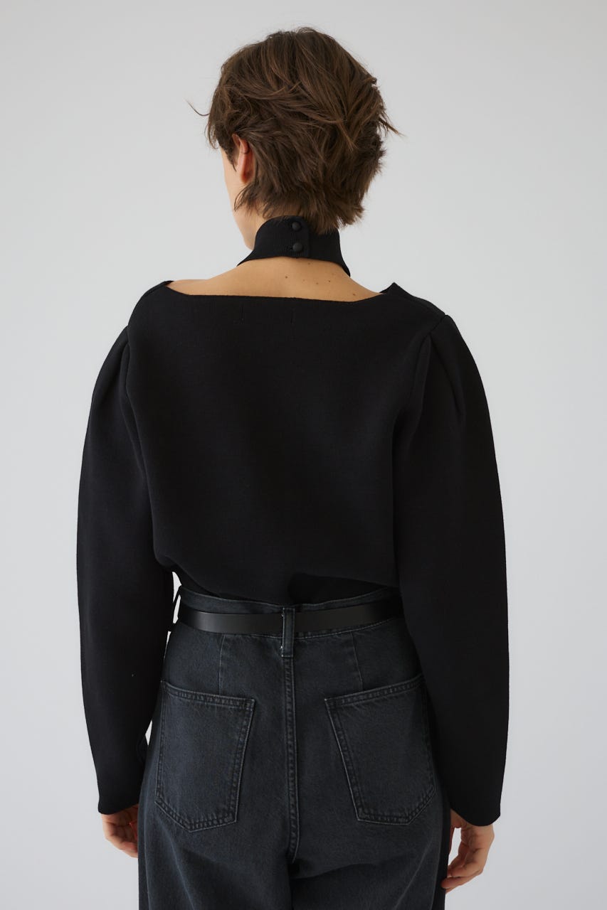 Neck parts knit tops BLK FREE