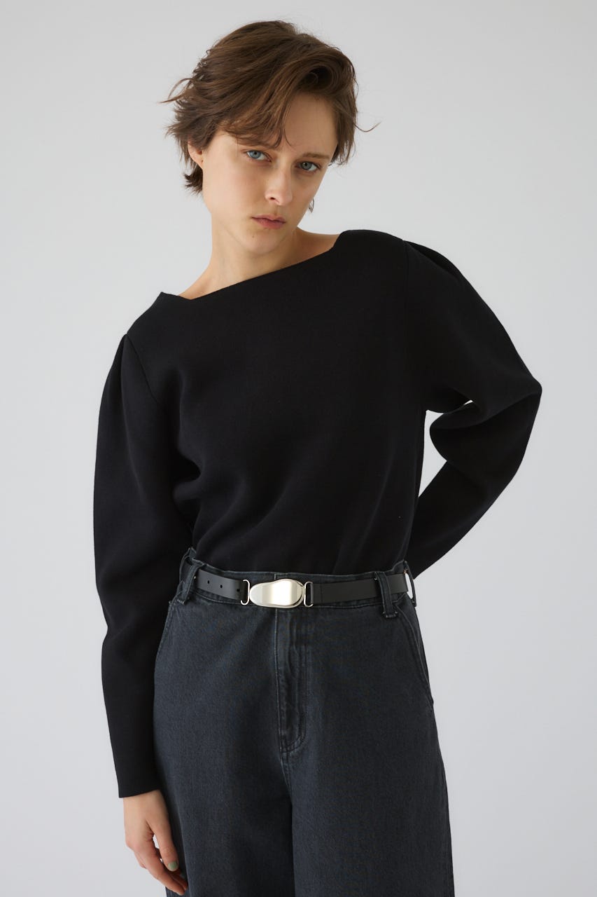Neck parts knit tops BLK FREE