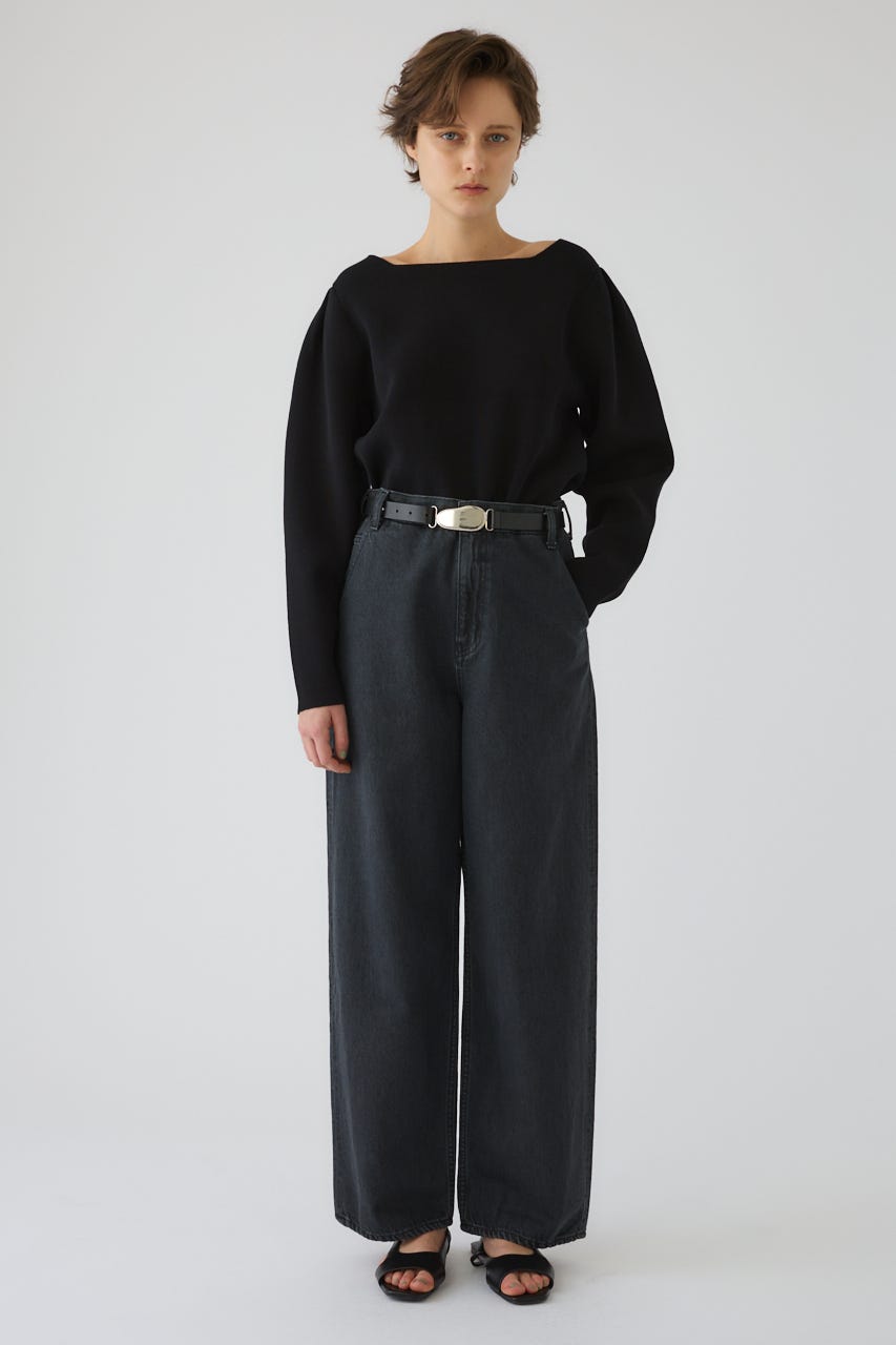 Neck parts knit tops BLK FREE