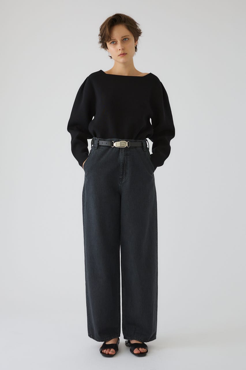 Neck parts knit tops BLK FREE