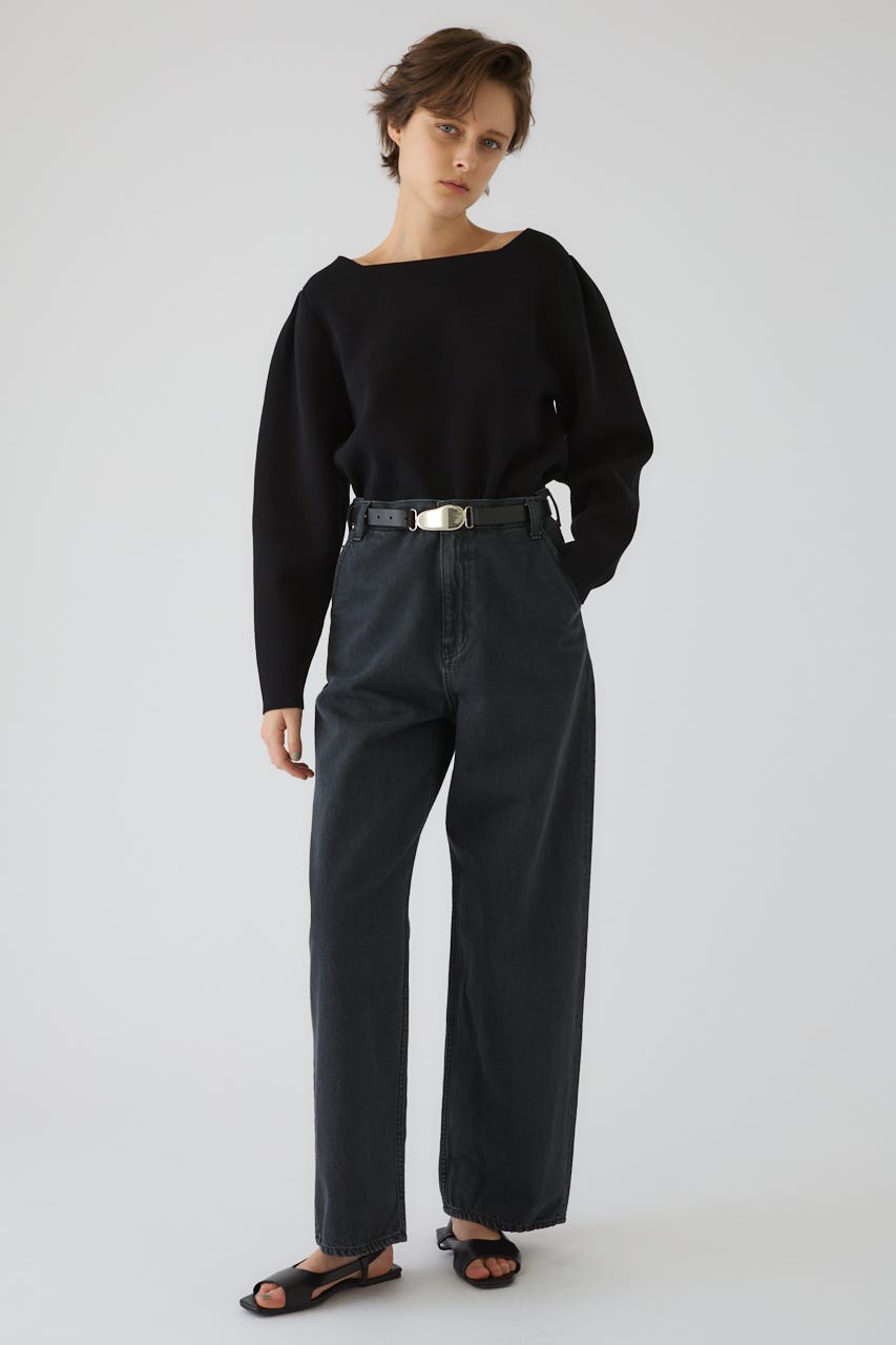 Neck parts knit tops BLK FREE