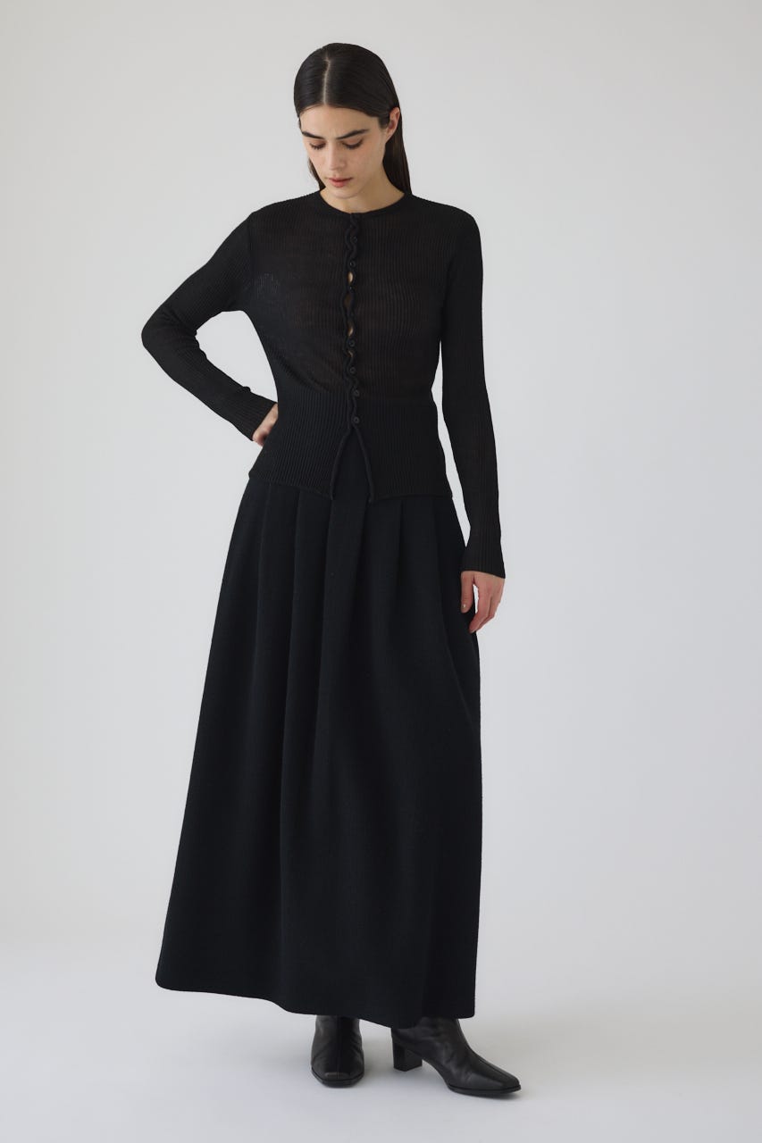 2/4- order start Sheer rib spring knit BLK FREE