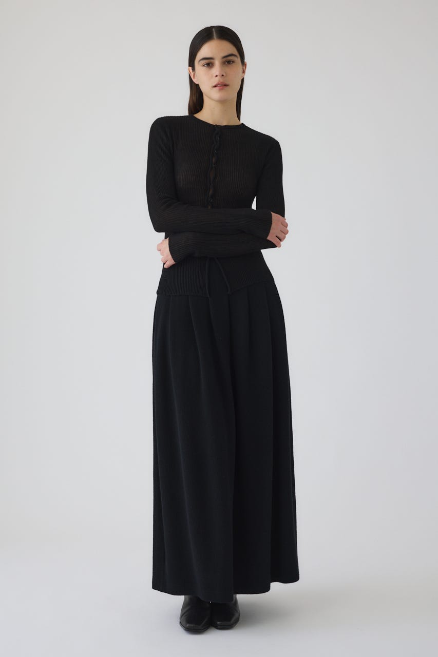 2/4- order start Sheer rib spring knit BLK FREE