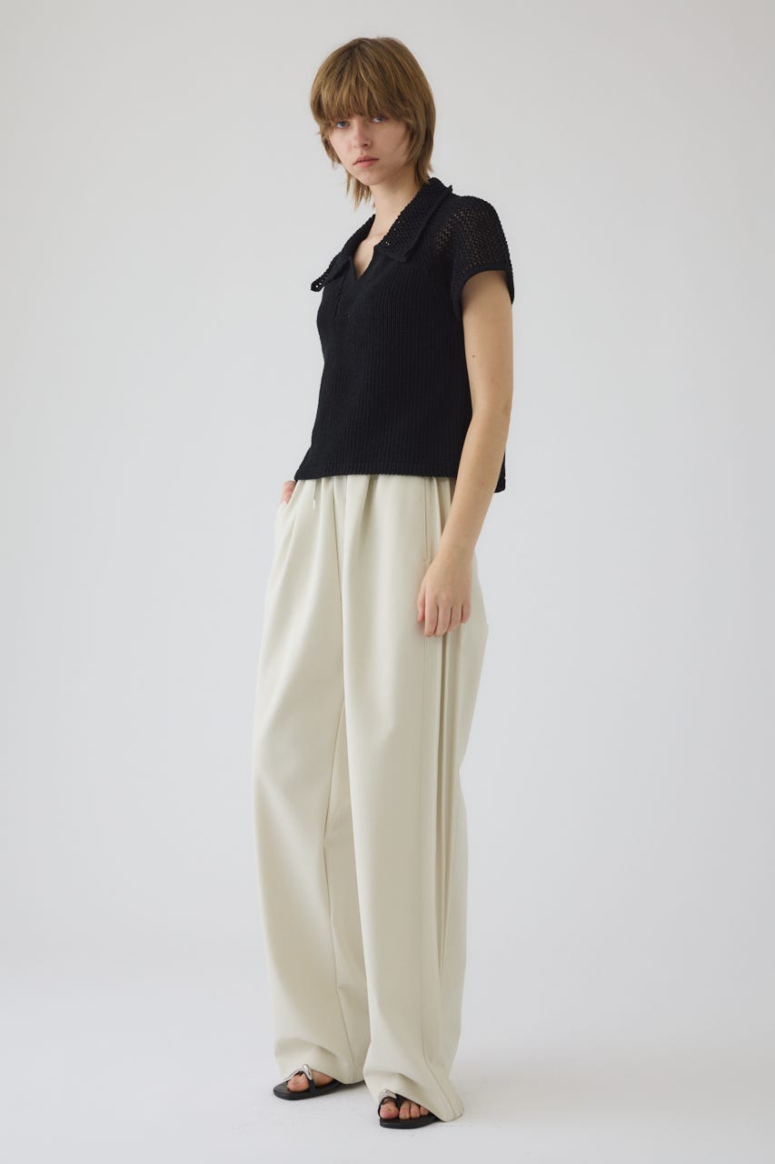 4/15- order start Linen mix open collar tops BLK FREE