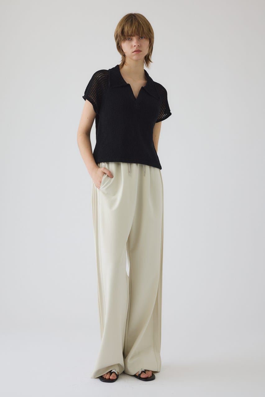 4/15- order start Linen mix open collar tops BLK FREE