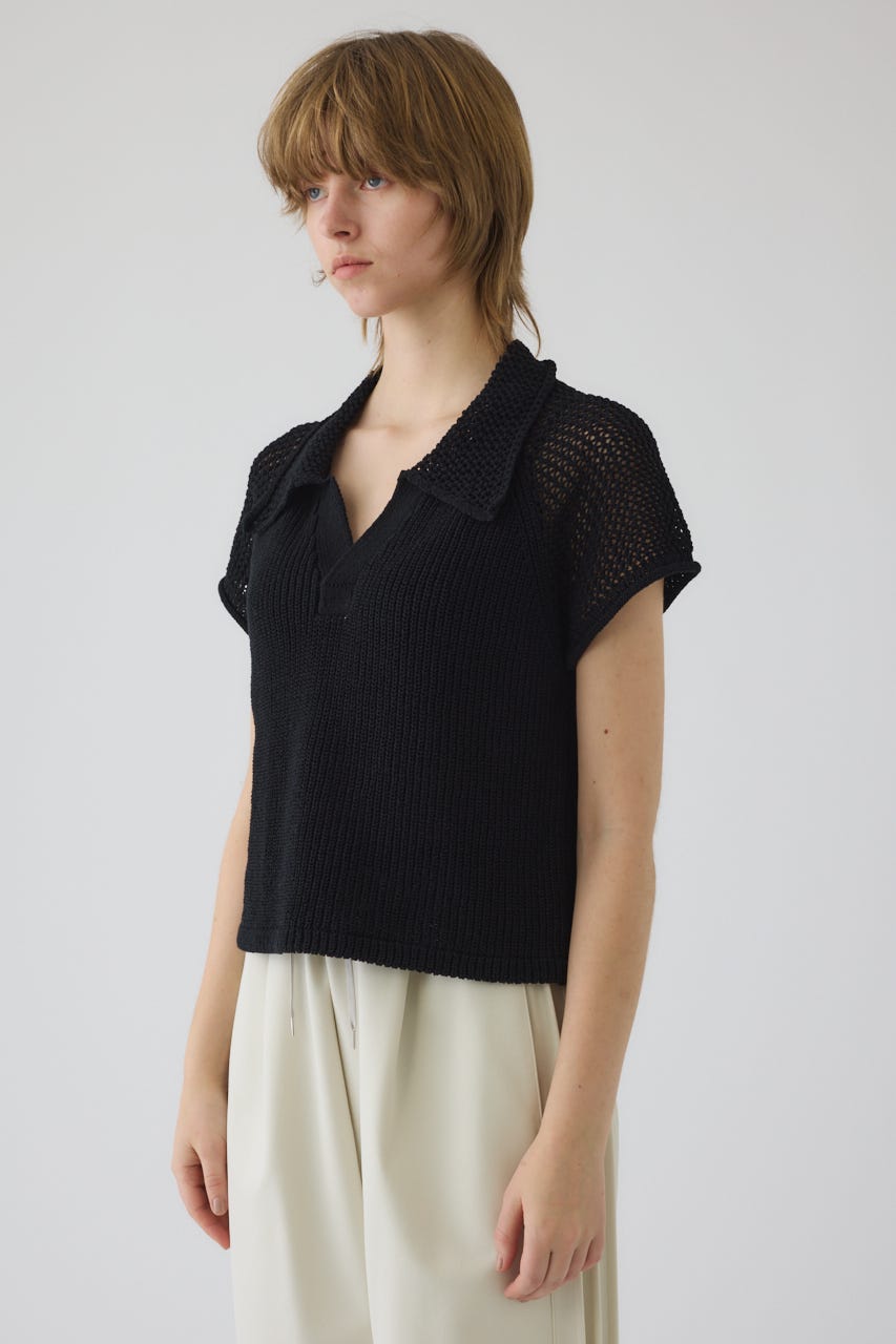 4/15- order start Linen mix open collar tops BLK FREE