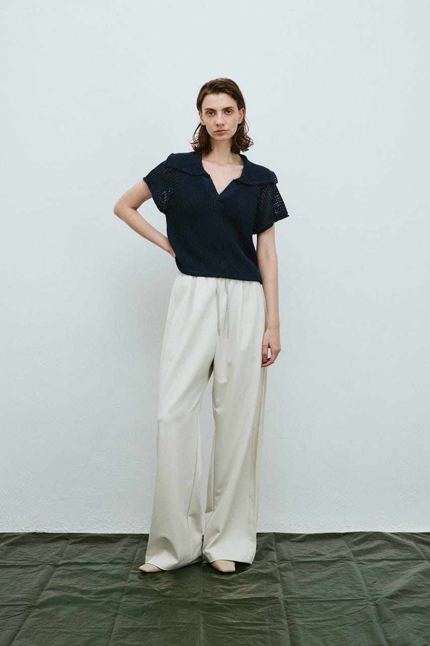 4/15- order start Linen mix open collar tops D/BLU FREE
