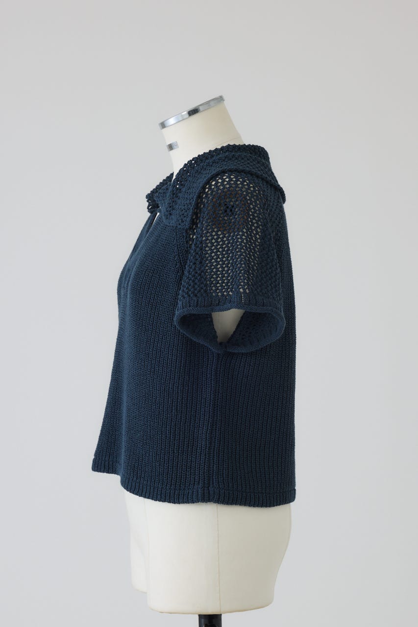 4/15- order start Linen mix open collar tops D/BLU FREE