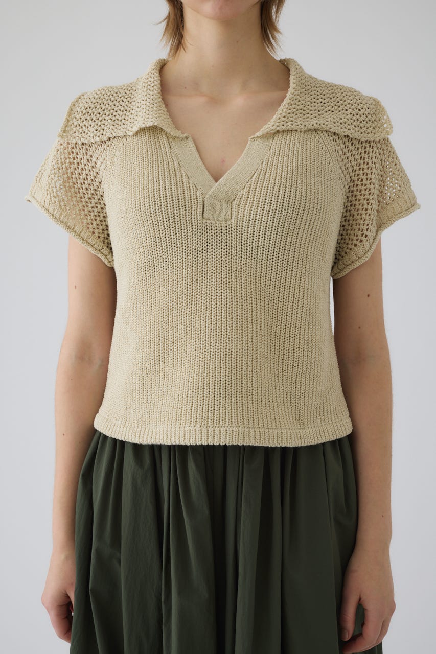 4/15- order start Linen mix open collar tops L/BEG FREE