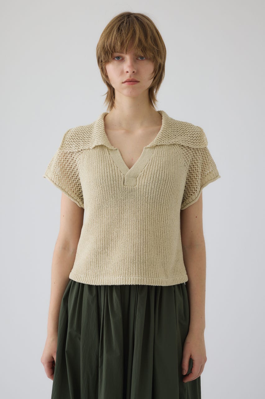 4/15- order start Linen mix open collar tops L/BEG FREE