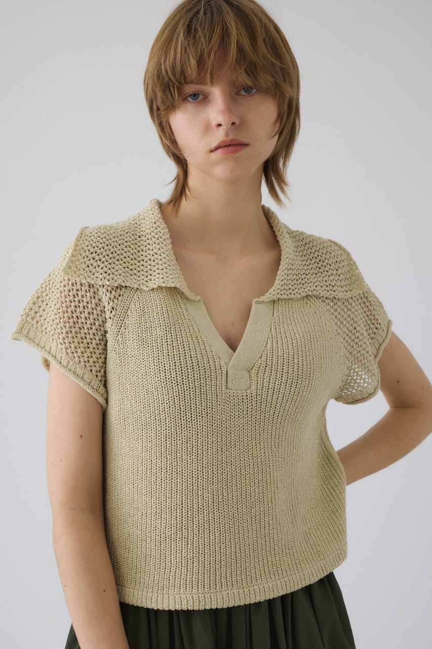 4/15- order start Linen mix open collar tops L/BEG FREE