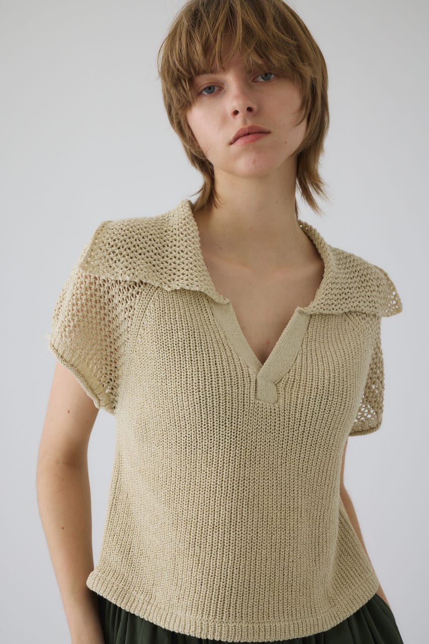 4/15- order start Linen mix open collar tops L/BEG FREE