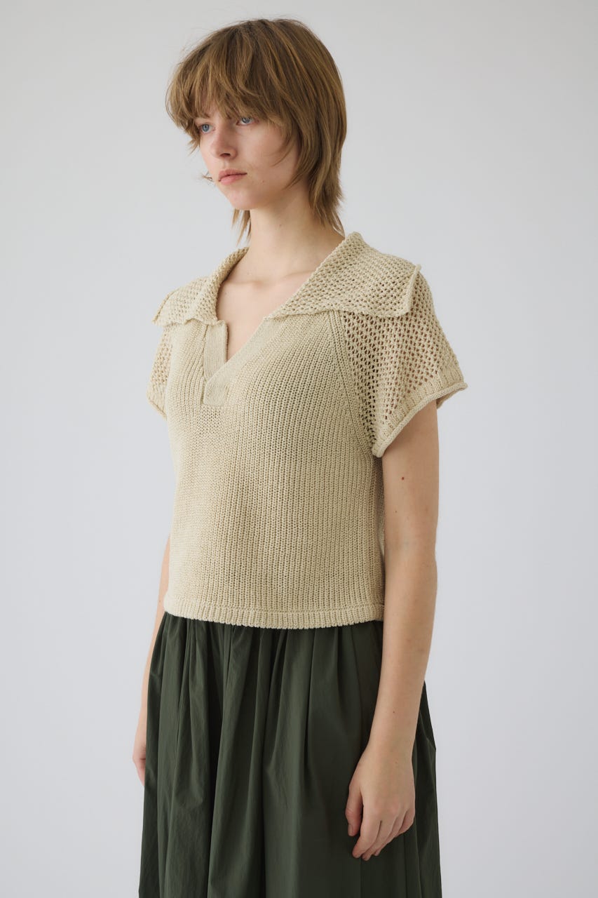 4/15- order start Linen mix open collar tops L/BEG FREE